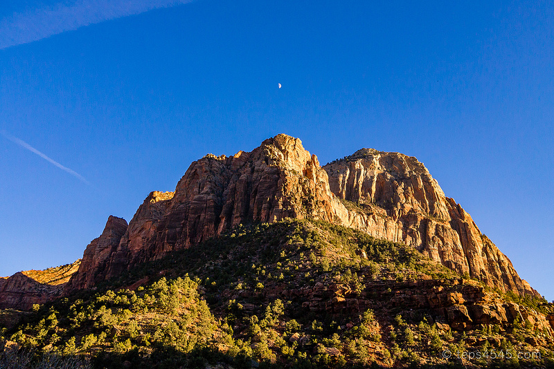 Crags, Trees and Moon