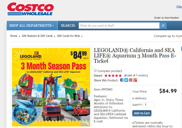 LEGOLAND® California and SEA LIFE® Aquarium 3 Month Pass E Ticket