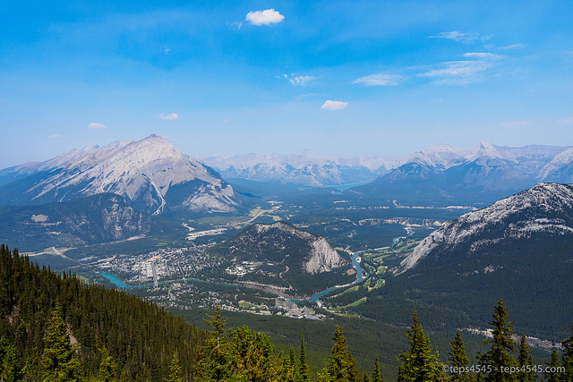 Banff town overview from top of Banff Gondola