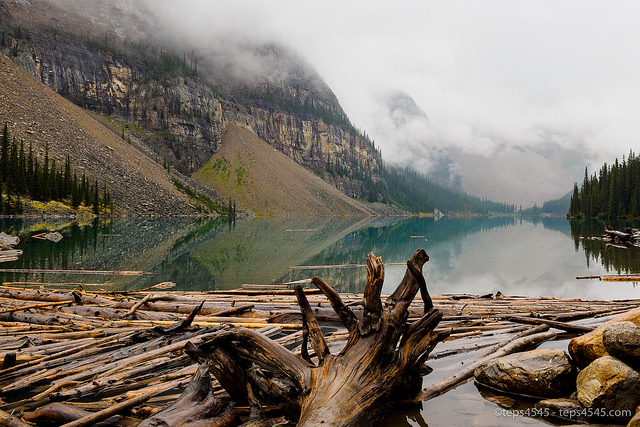 Moraine Lake on rain