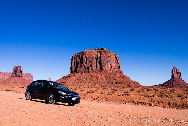 Subaru Impreza on dirt road